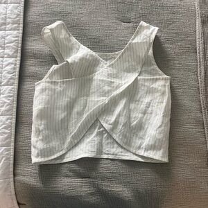 Amour Linen Handmade Striped Crop Top - Size S